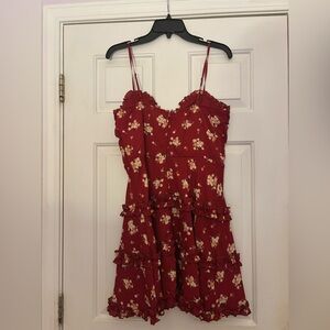 Francesca’s Red Floral Mini Dress (Size L)